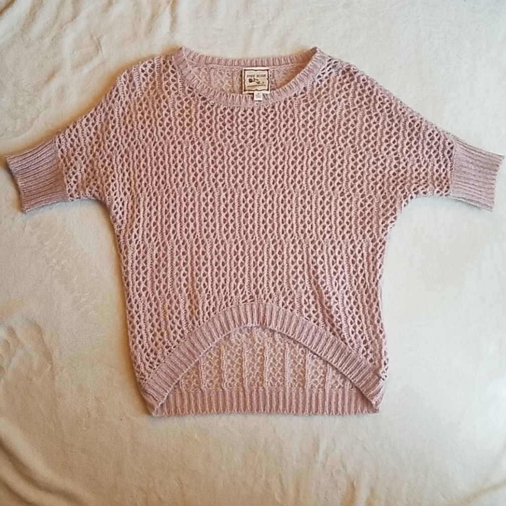 Rose pink short-sleeved sweater